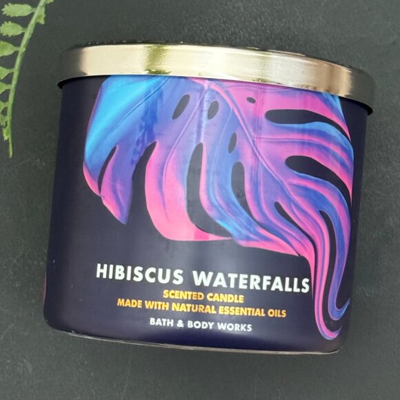 BBW Hibiscus Waterfalls Bath & Body Works 3 Wick Candle - Picture 5 of 10